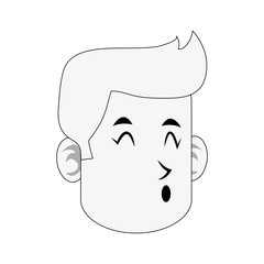 man happy excited face cartoon icon image vector illustration design  black line