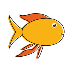 yellow fish sideview icon image vector illustration design 