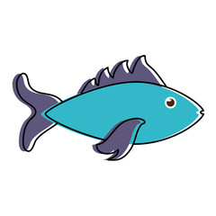 blue fish sideview icon image vector illustration design 