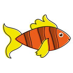 fish yellow orange sideview colorful icon image vector illustration design 