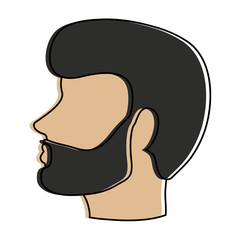 bearded man avatar head sideview icon image vector illustration design 