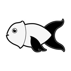 fish sideview icon image vector illustration design  black and white