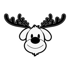 reindeer rudolph christmas related icon image vector illustration design  black and white