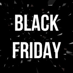 BLACK FRIDAY sale design poster on shattered background created from intersected lines and painted in different shades of black. Concept for your desing.