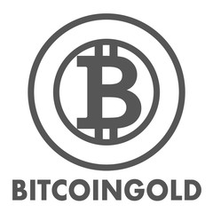 Bitcoin gold sign icon for internet money. Crypto currency symbol and coin image. Fork from original bitcoin blockchain. Isolated gray thin vector illustration.