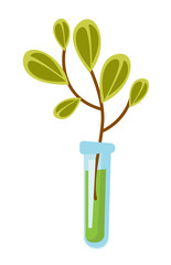 Naklejka na ściany i meble Test tube with small green sprout undergoing laboratory experiment