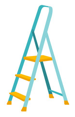 Folding step ladder. Vector cartoon illustration isolated on white background.