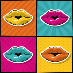 Sexy lips pop art icons icon vector illustration graphic design