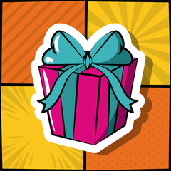 Gift box pop art icon vector illustration graphic design