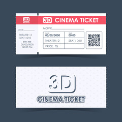 Cinema Ticket Card. Element template guideline for design. Vector illustration