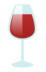 Glass of red wine vector cartoon illustration isolated on white background