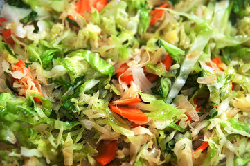 bowl of salad with vegetables and greens. Selective focus