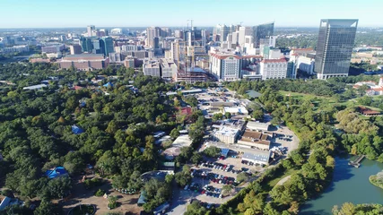 Fotobehang Aerial view of Herman Park near Medical center in downtown Houston, Texas © duydophotography