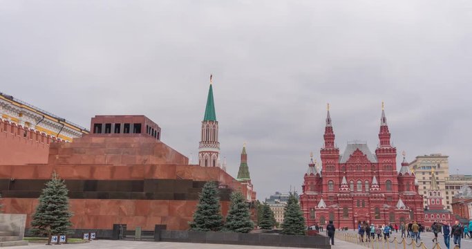 Time lapse Moscow Red square, History Museum in Russia.