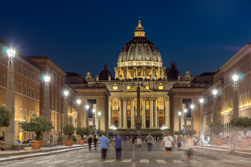 Naklejka na ściany i meble Amazing Night photo of Vatican and St. Peter's Basilica in Rome, Italy