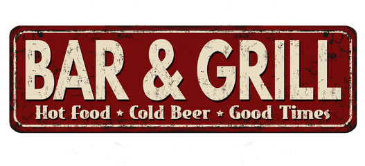 Bar & Grill vintage rusty metal sign