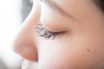 close up of asian female eye