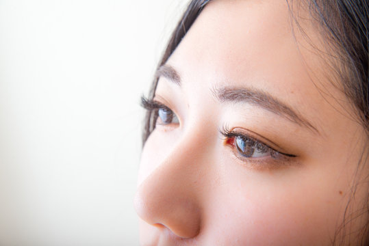close up of asian female eye