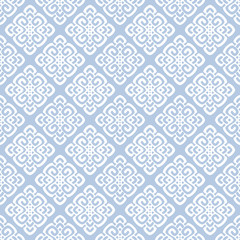 Vector illustration of white and blue damask pattern