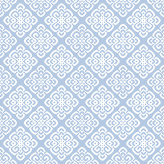Fototapeta premium Vector illustration of white and blue damask pattern