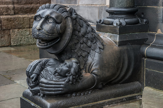 Sphinx statue in front of Cathedral in Bremen, Germany