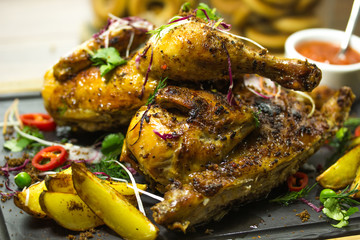  chicken grill with young potatoes