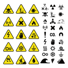 Prohibition signs industry production vector warning danger symbol forbidden safety information protection no allowed caution information.