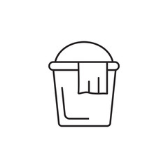 Bucket and a rag icon on white background