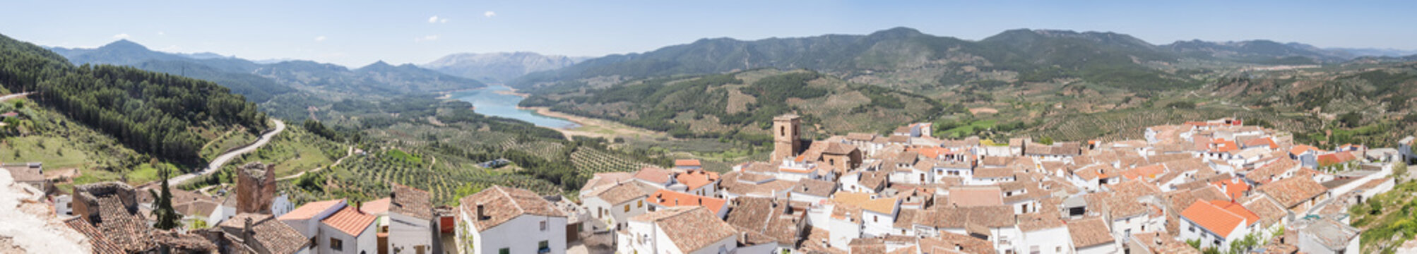 Hornos de segura town view, Guadalquivir river in the background, Jaen, Spain