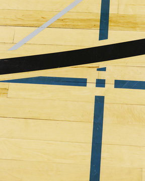 Lines on indoor basketball court