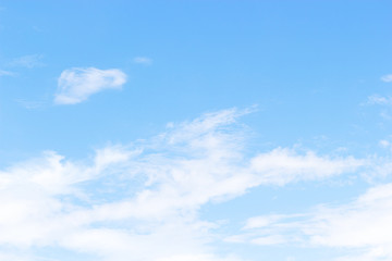 Soft white clouds against blue sky background and empty space
