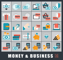 Set of money and business icons. Collection of premium quality web icons. 