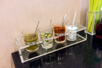 Thai table condiment in acrylic set