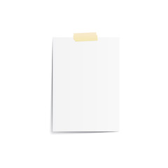 Blank Note pad with tape mockup vector on white background. Mockup concept
