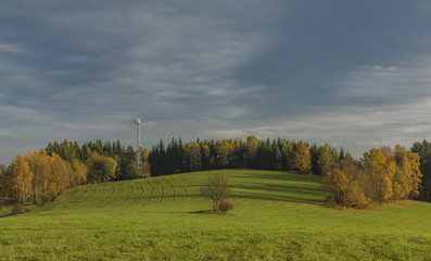 Autumn evening in Krkonose mountains