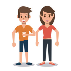 Couple friends cartoon icon vector illustration graphic design