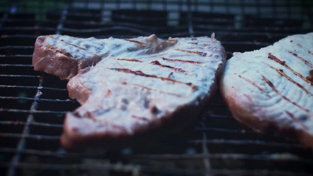 4k Grill Cooking Barbecue Fish Tuna
