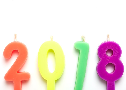 2018 candles color on a white