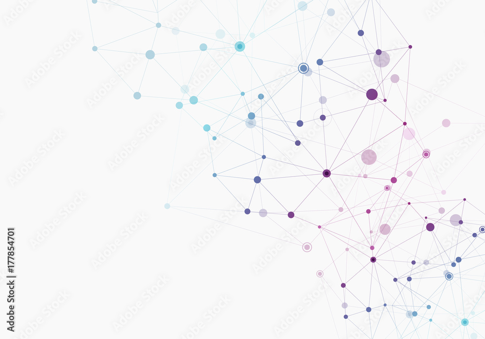 Poster Abstract polygonal geometric shape with molecule structure style. Vector connect illustration