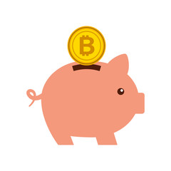 bitcoin piggy bank saving cryptocurrency money concept