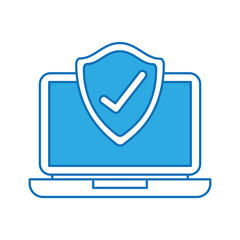 laptop shield protection checkmark screen digital data