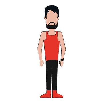 man wearing tank top and cargo shorts avatar full body icon image vector illustration design