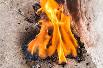 fire burn oil on floor