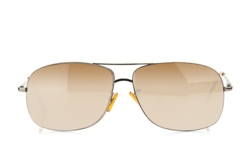 golden sunglasses isolated on white background