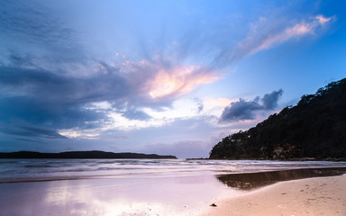 Fototapeta na wymiar Dawn Seascape with Cloudy Sky