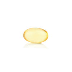 Capsules fish oil with selective focus isolate on white background