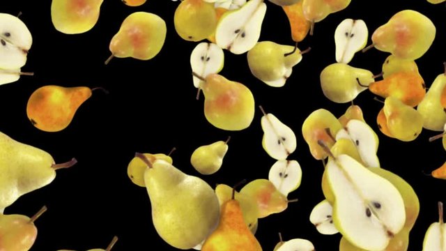 Falling PEARS Background, Loop,  60fps, with Alpha Channel, 4k

