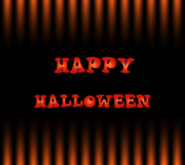 Happy halloween card with text on black and orange gradation striped pattern background, greeting card, banner, poster.
