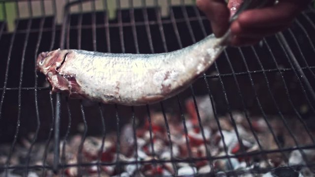4k Grill Cooking Barbecue Fish