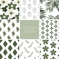 Green Leaves Patterns seamless Background, Tropical summer fabric texture, Vector illustration.